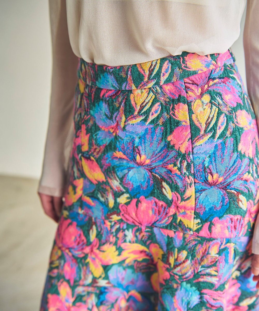 GRACE CONTINENTAL フラワージャガードフレアスカート 