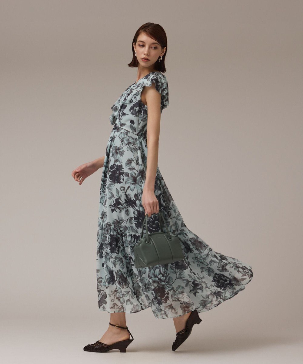 GRACE CONTINENTAL フラワープリントフリルワンピース 