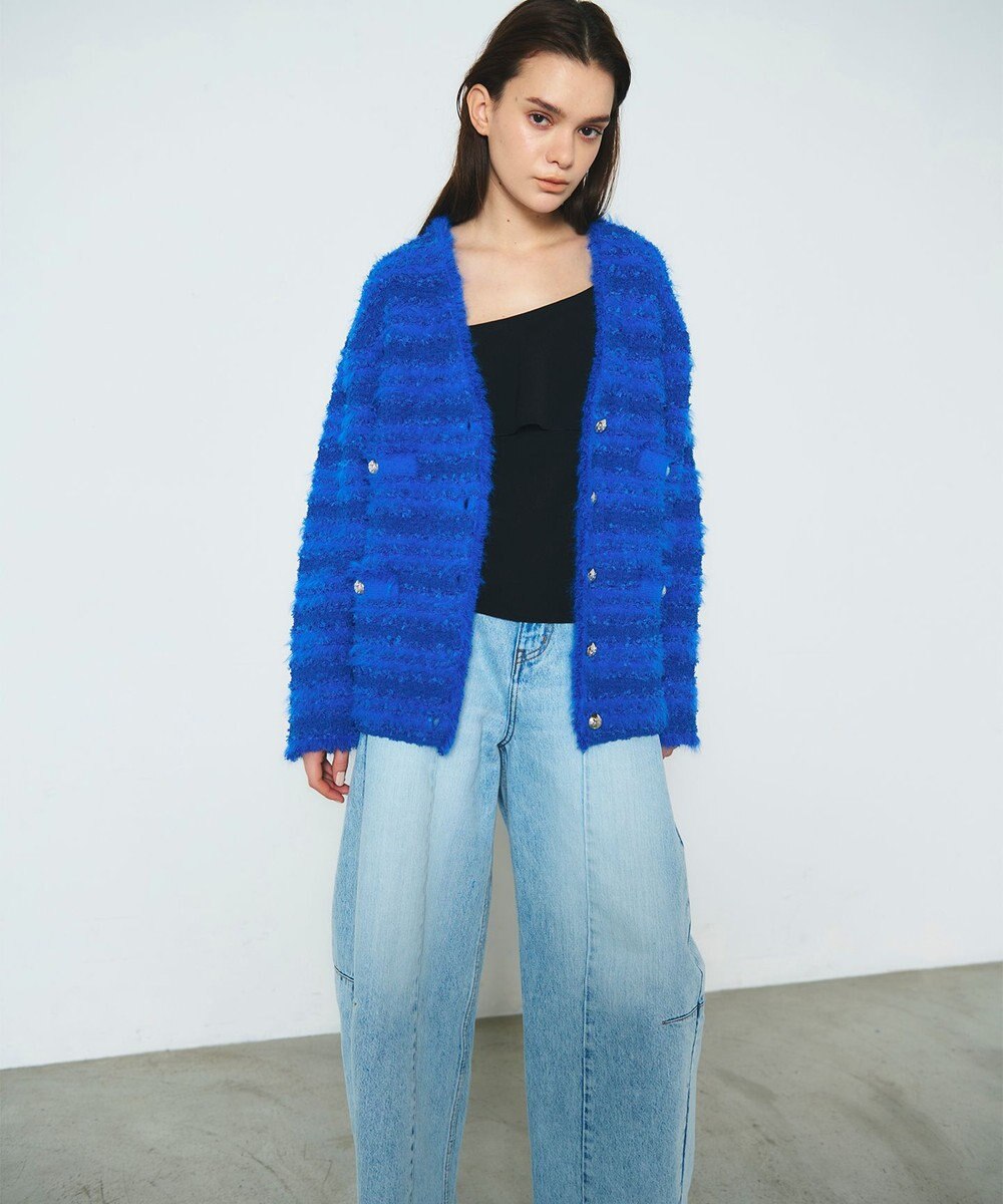 GRACE CONTINENTAL フェザーツイードニットカーディガン