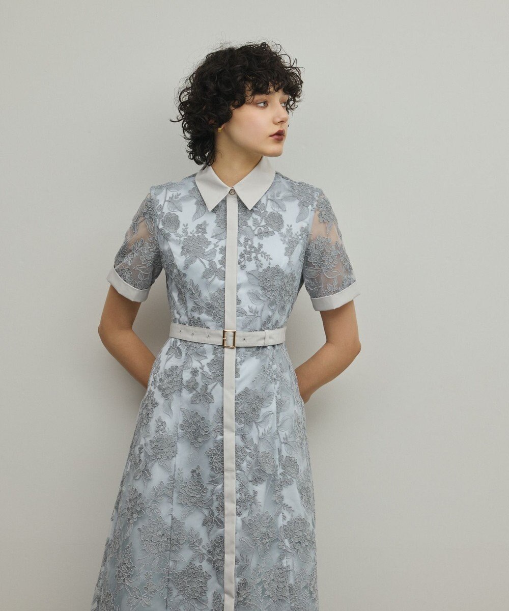 GRACE CONTINENTAL フラワーコード刺繍ワンピース 