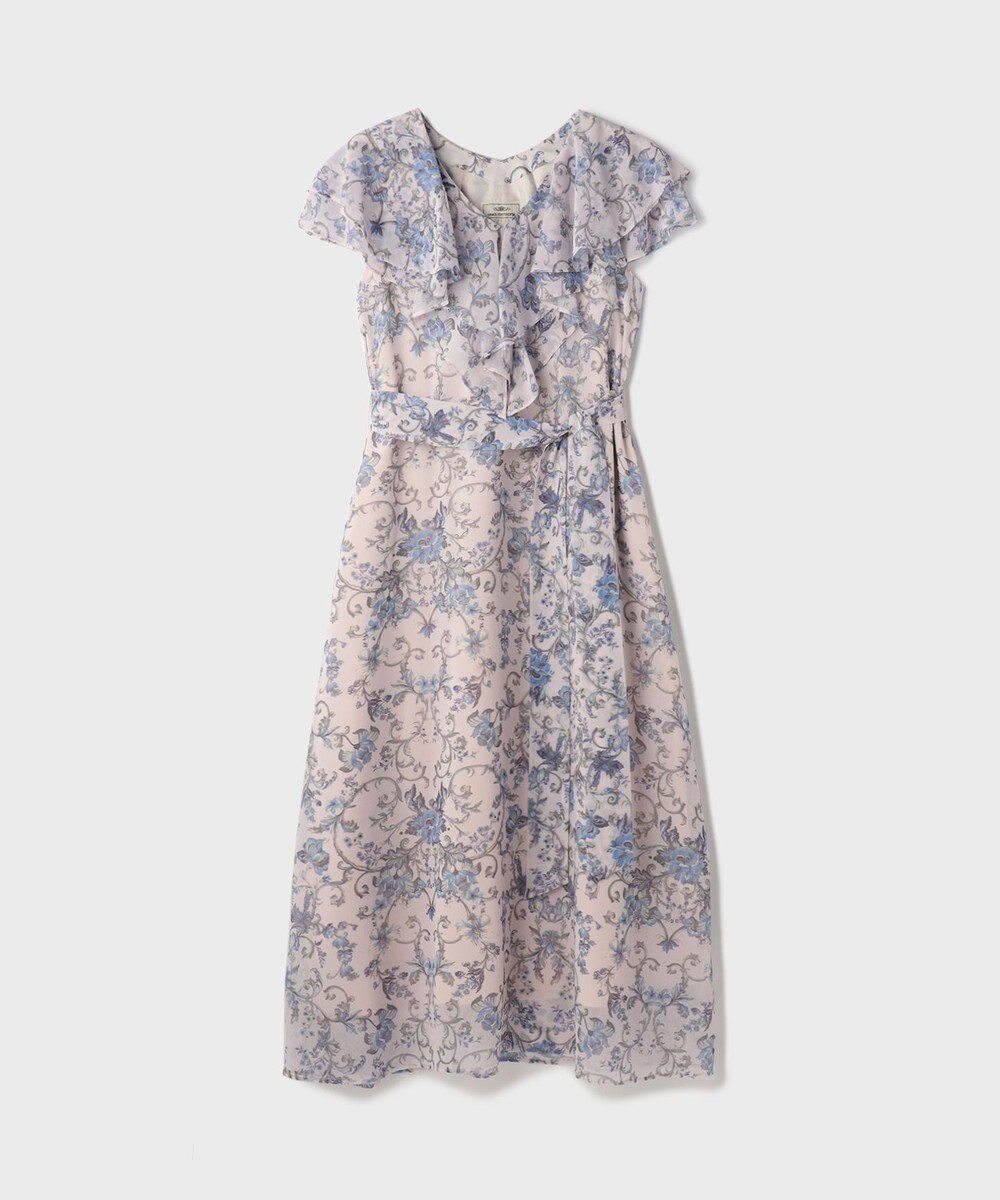 GRACE CONTINENTAL サラサプリントフリルカラーワンピース 