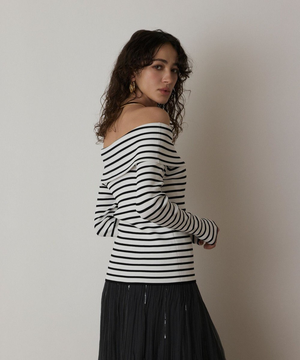 GRACE CONTINENTAL オフショルリブニットトップ