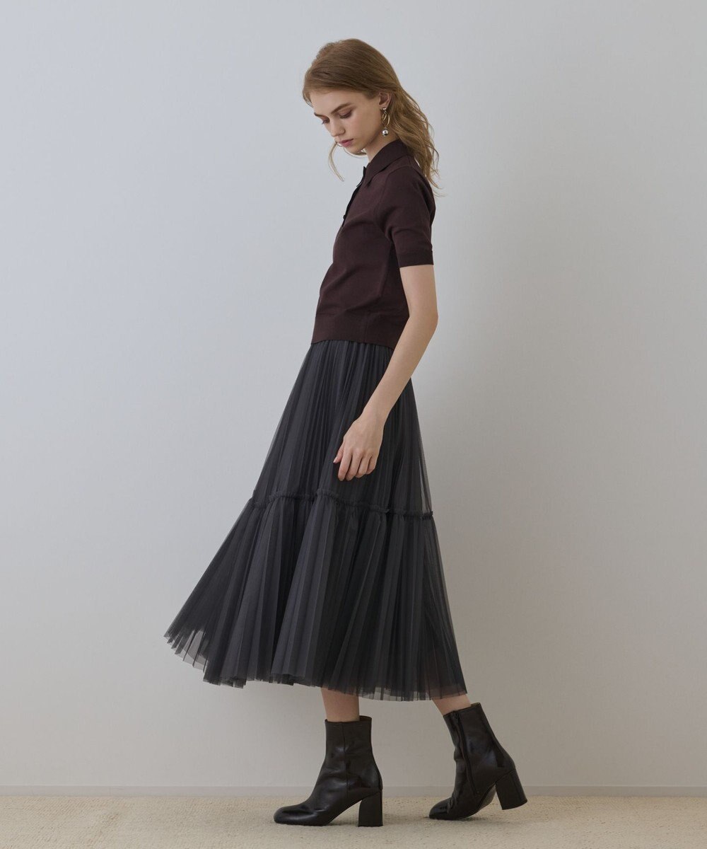 GRACE CONTINENTAL バイカラーポロニットトップ 