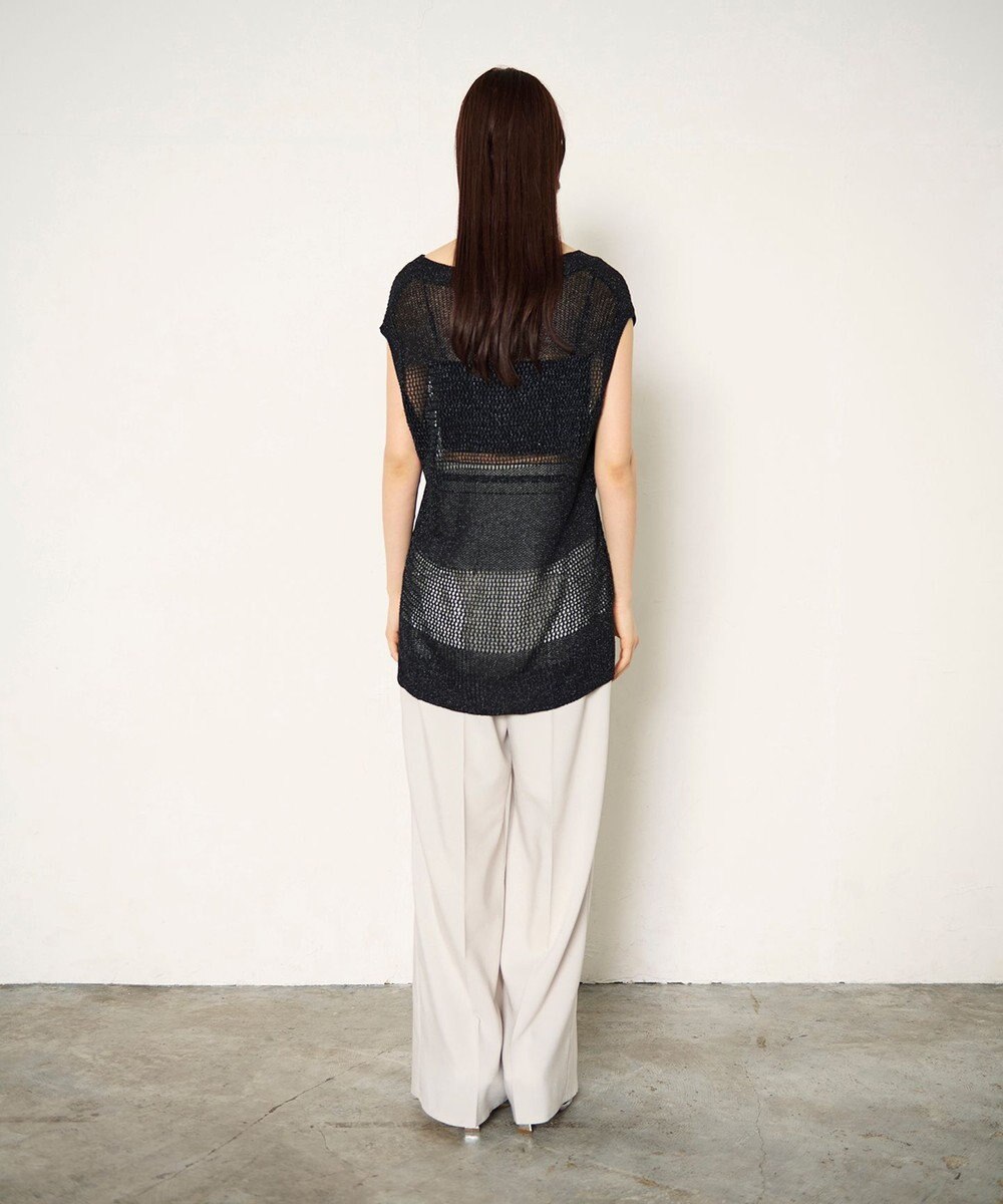 GRACE CONTINENTAL ラメメッシュニットトップ