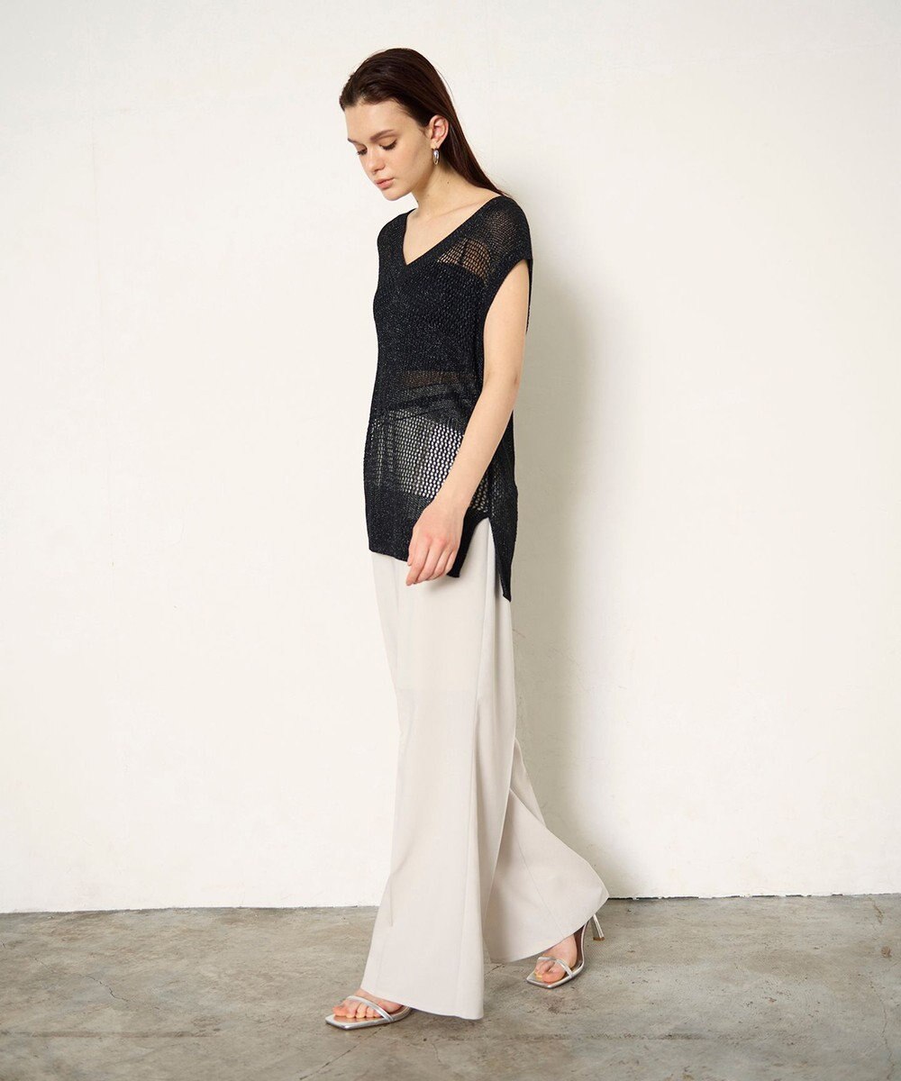 GRACE CONTINENTAL ラメメッシュニットトップ