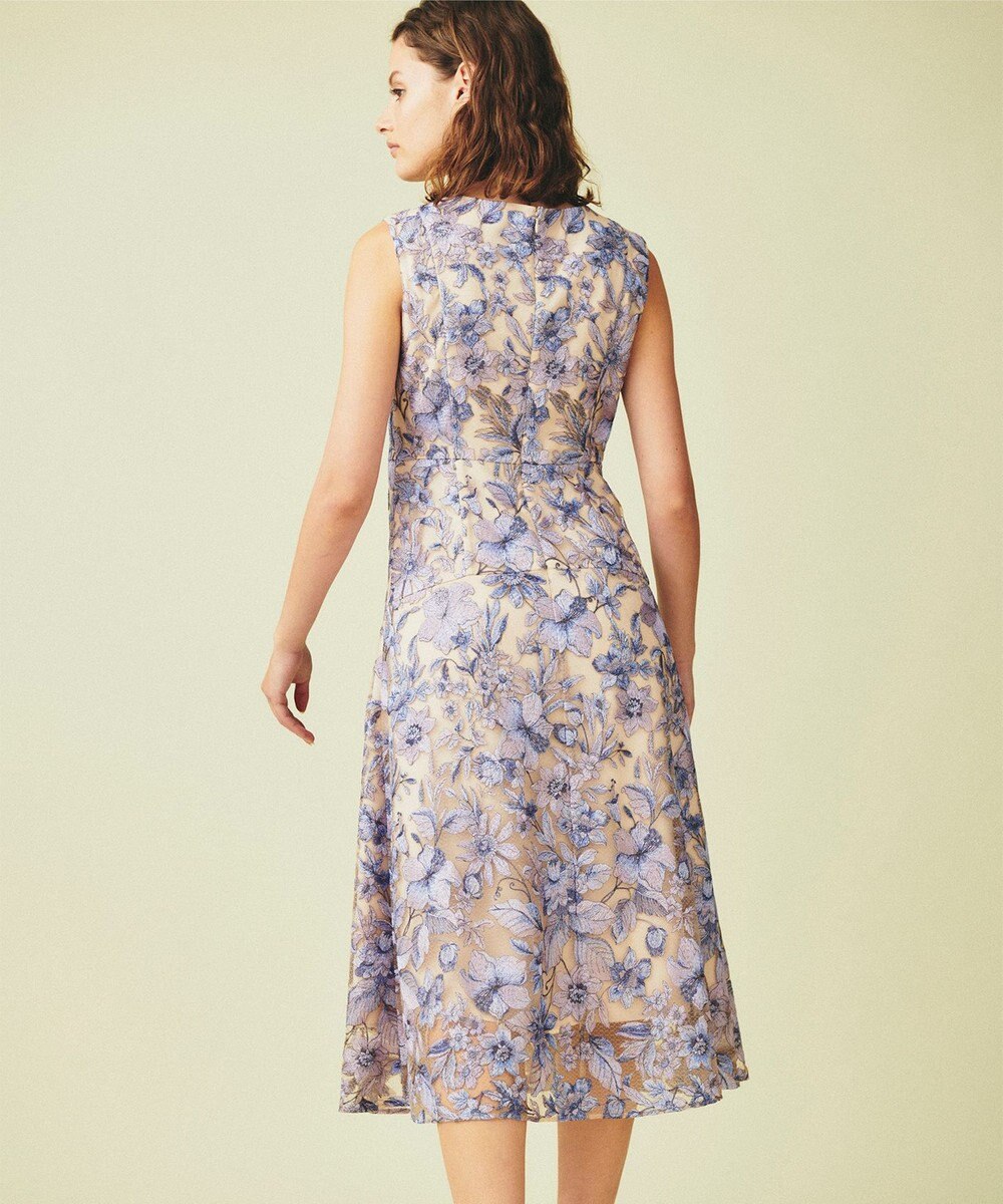 チュールフラワー刺繍ドレス, ライトグリーン, 36