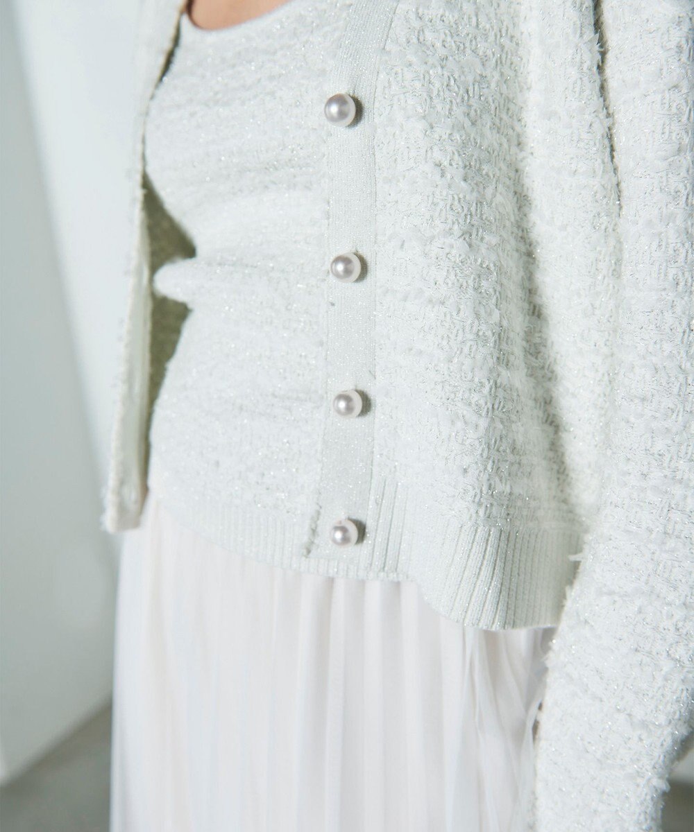 GRACE CONTINENTAL ラメツイードニットカーディガン 