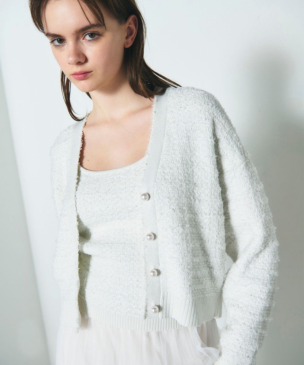 GRACE CONTINENTAL ラメツイードニットカーディガン 