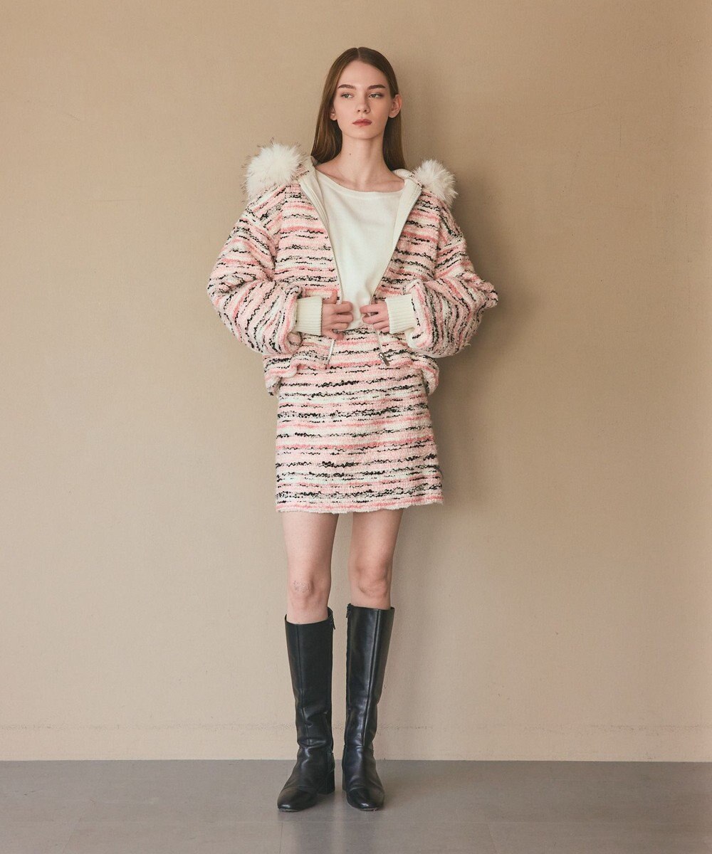 GRACE CONTINENTAL ツイードコンビショートブルゾン 