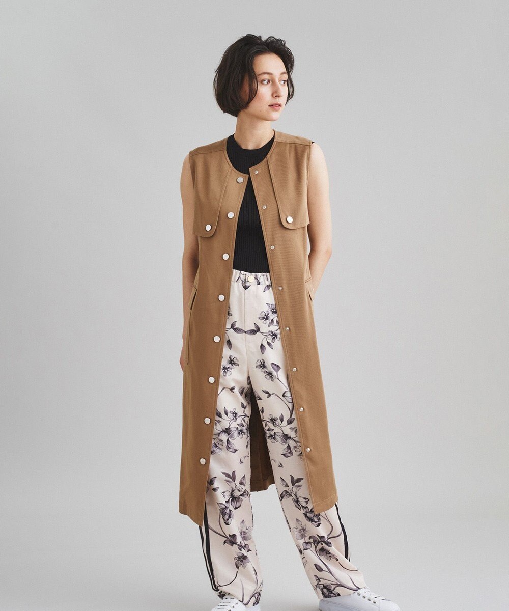 GRACE CONTINENTAL シャンブレーノースリーブワンピース キャメル