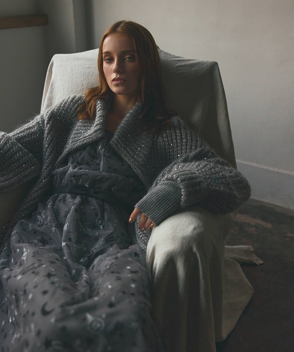 GRACE CONTINENTAL スパンコールニットブルゾン 