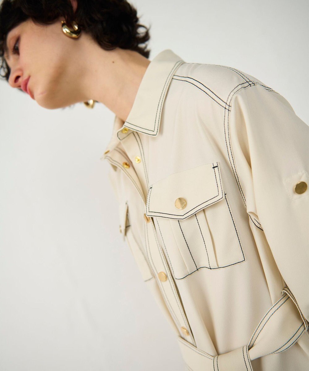 GRACE CONTINENTAL 配色ステッチワークシャツワンピース 