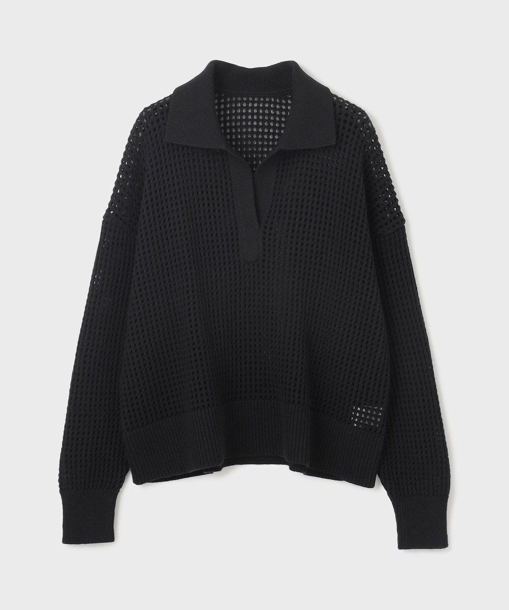 GRACE CONTINENTAL メッシュVネックニットトップ