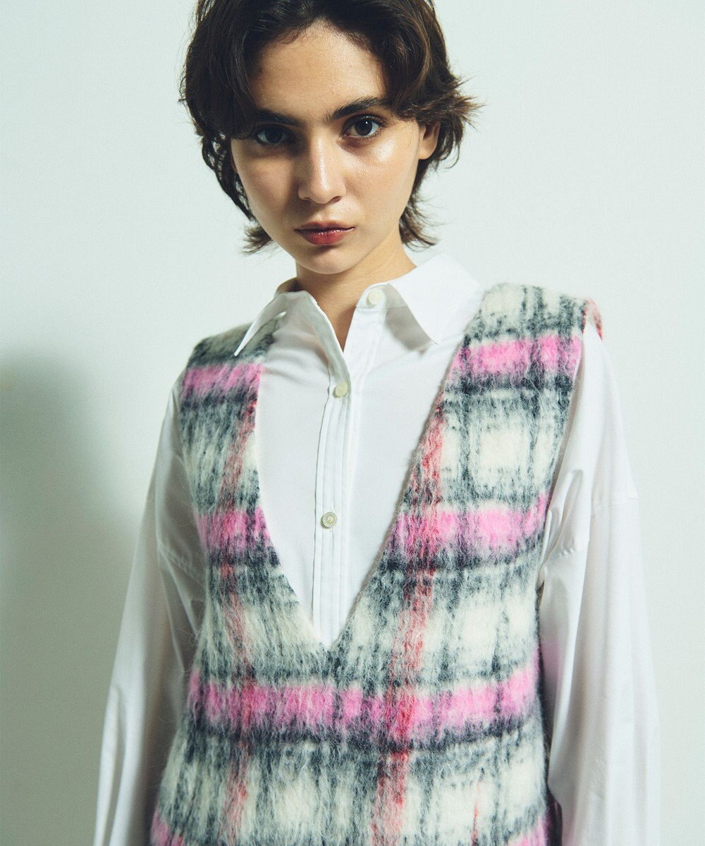 GRACE CONTINENTAL シャギーチェックジャンパースカート 