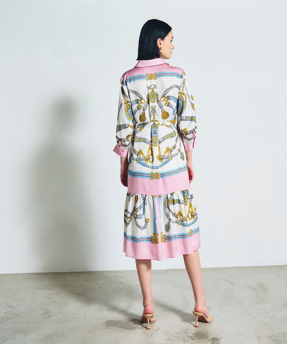 GRACE CONTINENTAL スカーフプリントシャツドレス 