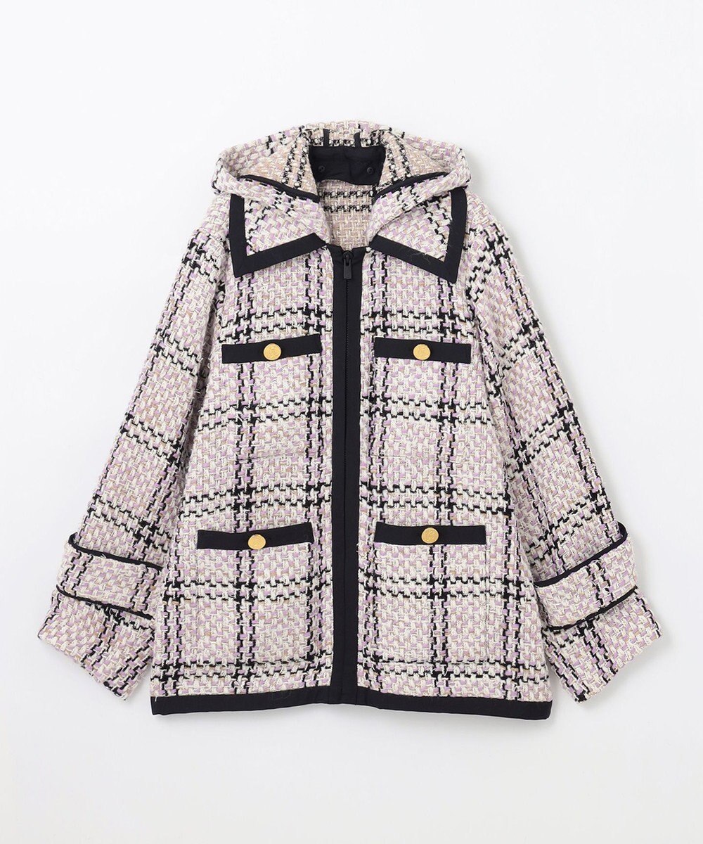 GRACE CONTINENTAL ツイードフーディーコート 