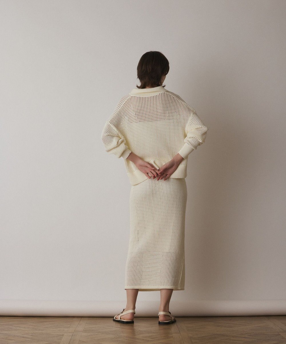 GRACE CONTINENTAL メッシュVネックニットトップ