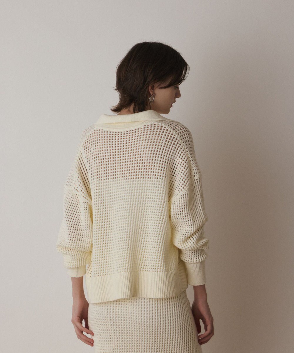 GRACE CONTINENTAL メッシュVネックニットトップ