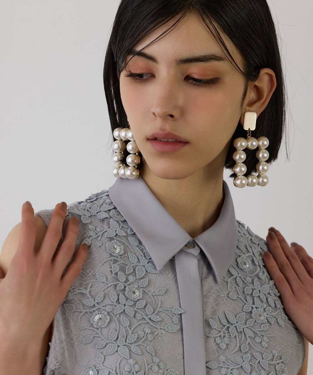 GRACE CONTINENTAL フラワーライン刺繍ワンピース 