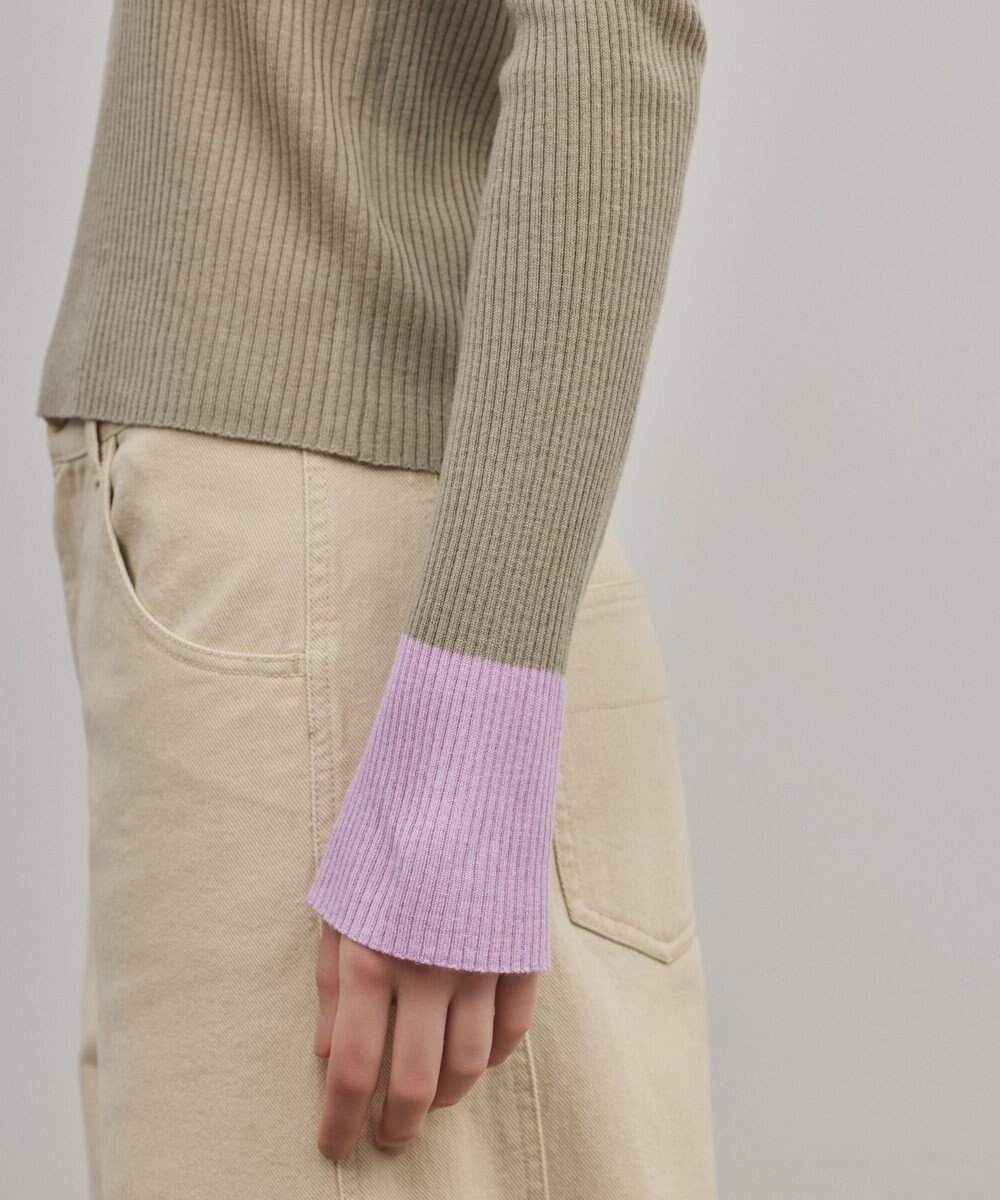 GRACE CONTINENTAL バイカラーリブニットトップ 