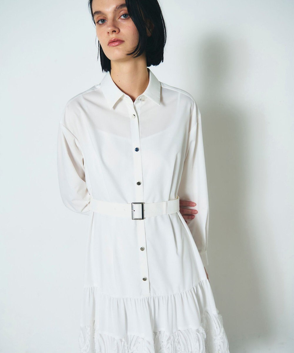 GRACE CONTINENTAL 刺繍ヘムシャツワンピース 