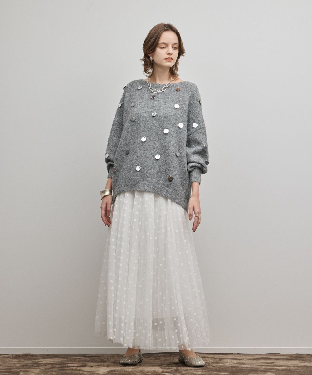 GRACE CONTINENTAL スパンコールニットトップ 