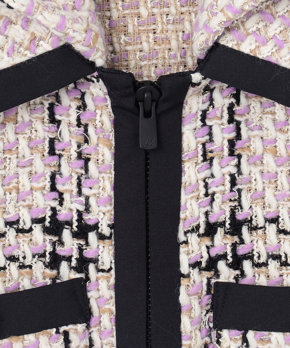 GRACE CONTINENTAL ツイードフーディーコート 