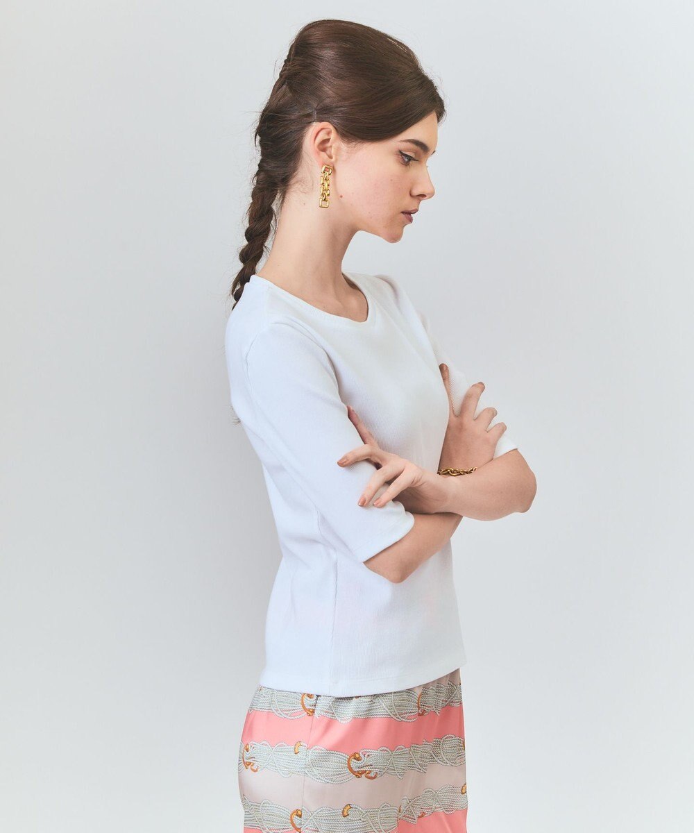 GRACE CONTINENTAL ハーフスリーブリブトップ 