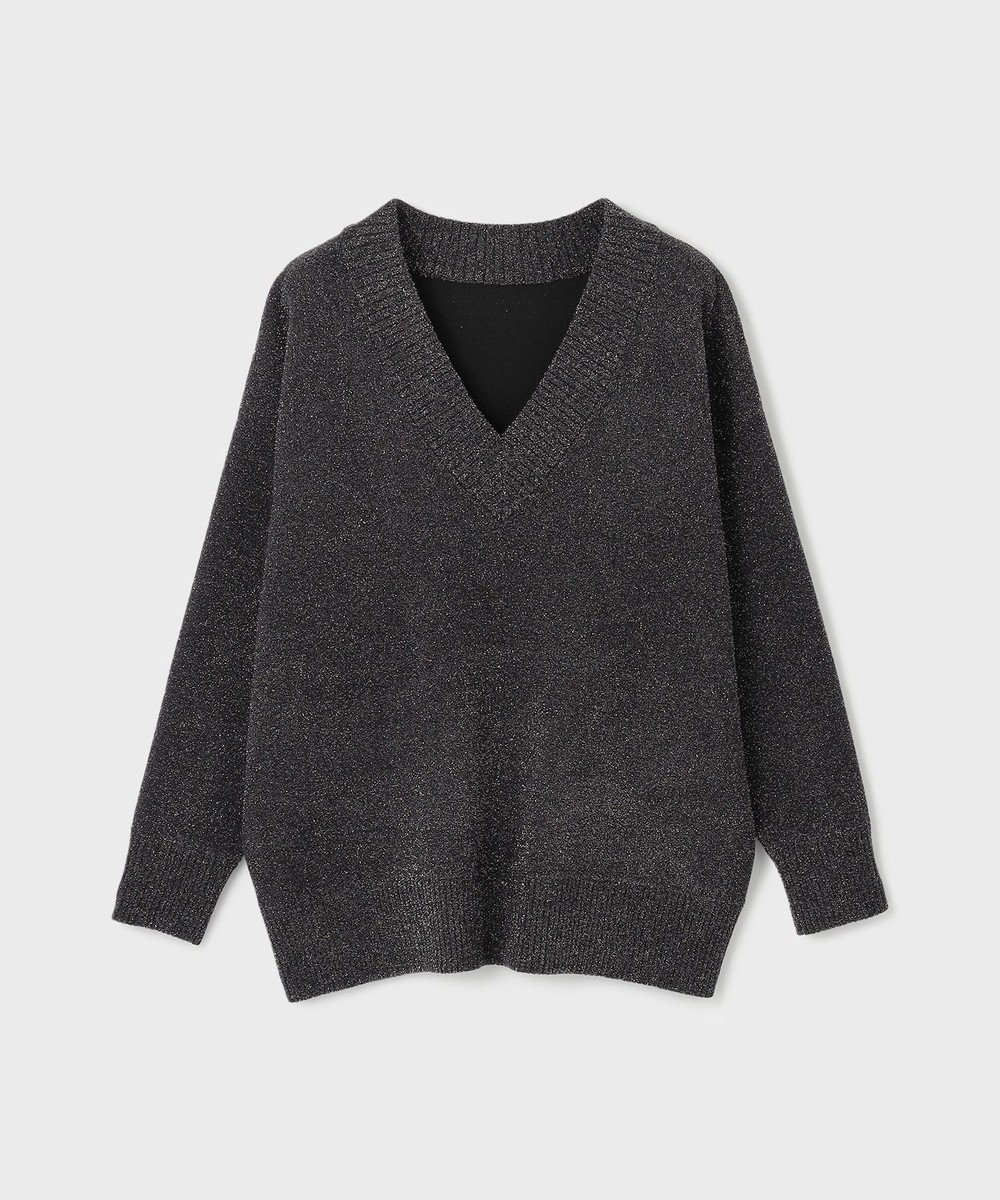 GRACE CONTINENTAL ラメVネックニットトップ