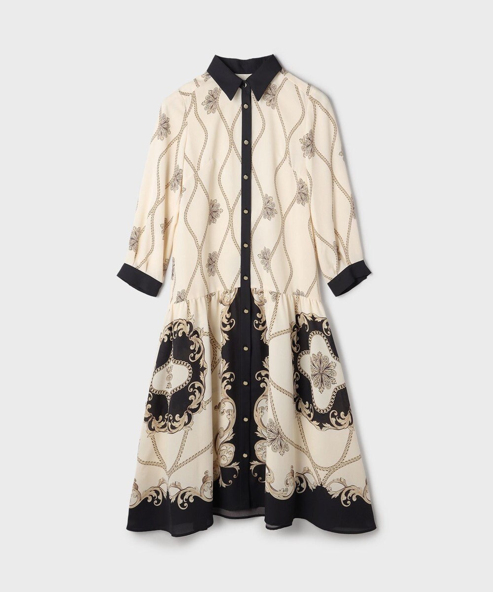 GRACE CONTINENTAL スカーフプリントシャツワンピース 