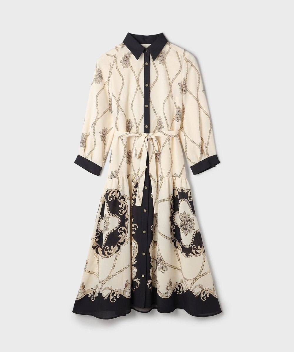 GRACE CONTINENTAL スカーフプリントシャツワンピース 