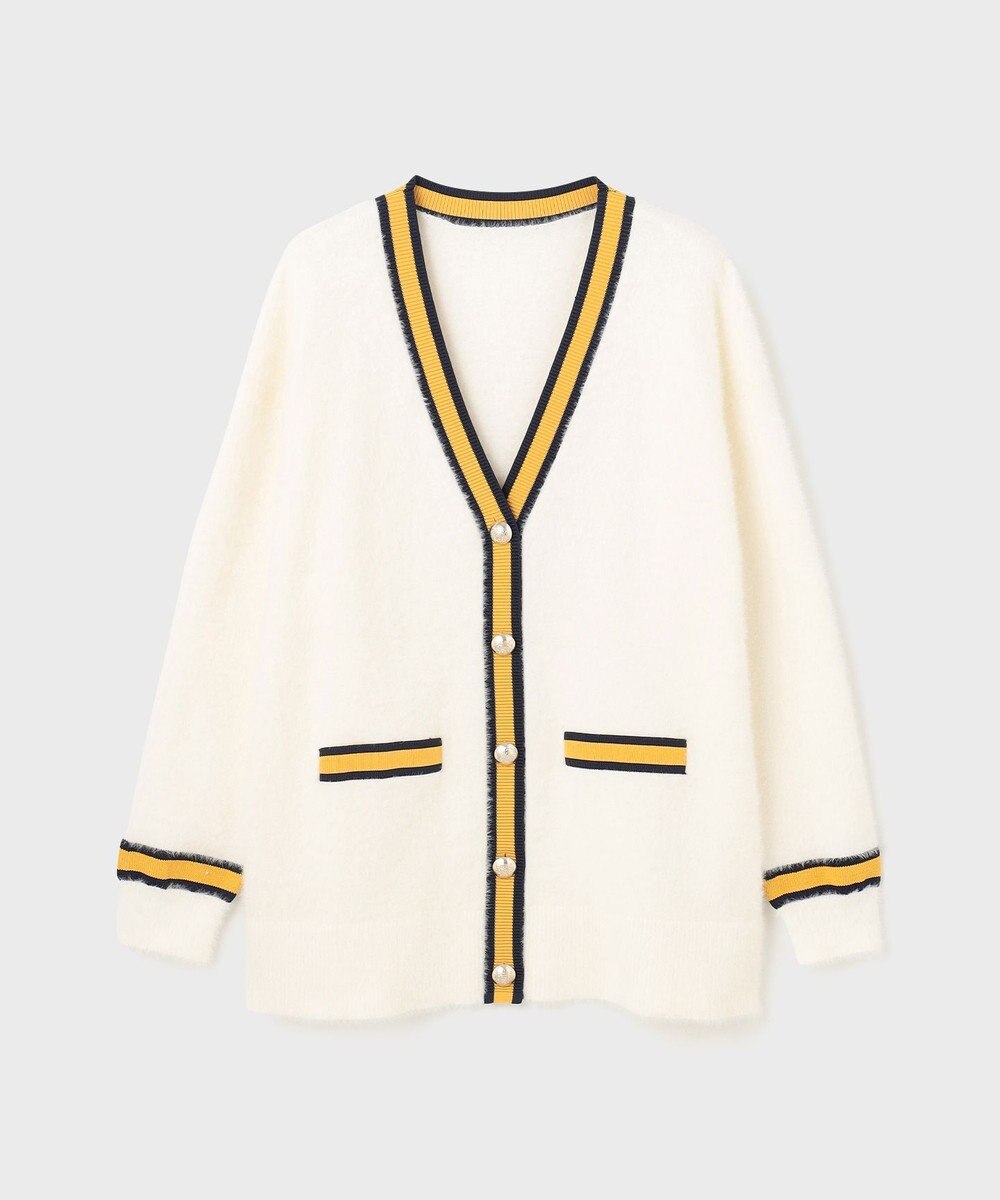 GRACE CONTINENTAL シャギーバイカラーニットカーディガン 