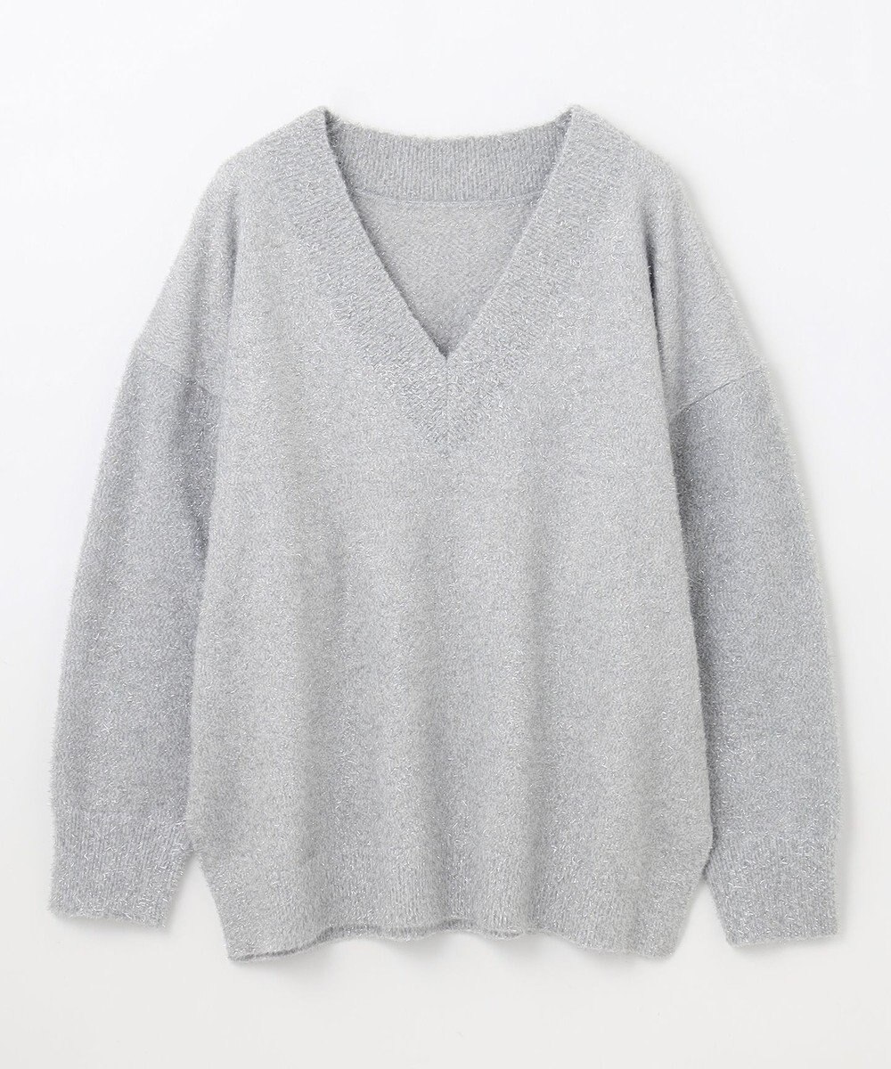 GRACE CONTINENTAL ラメVネックニットトップ 