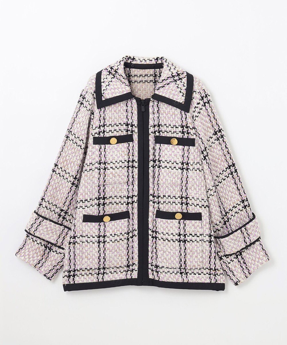 GRACE CONTINENTAL ツイードフーディーコート 