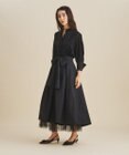GRACE CONTINENTAL ブラックタフタオーバースカート