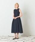 GRACE CONTINENTAL ボーダーメッシュジャガードドレス