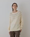GRACE CONTINENTAL フェアアイル刺繍ニットトップ
