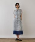 GRACE CONTINENTAL ボウタイプリーツプリントワンピース