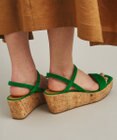 美品FABIO RUSCONI グレージュウェッジサンダル　woodsandal 美品FABIO RUSCONI グレージュウェッジサンダル woodsandal