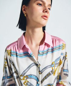 GRACE CONTINENTAL スカーフプリントシャツドレス