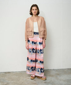 GRACE CONTINENTAL マリンプリントイージーパンツ ピンク