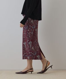 GRACE CONTINENTAL ラメペイズリージャガードスカート ボルドー