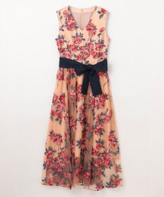 GRACE CONTINENTAL ローズ刺繍フレアドレス