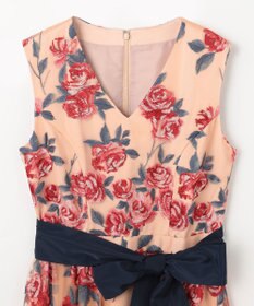 GRACE CONTINENTAL ローズ刺繍フレアドレス