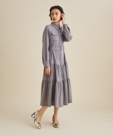 レディース　ヘンリークラブ　グレーバイカラーワンピース バイカラーフレアニットワンピース / GRACE CONTINENTAL | GRACE
