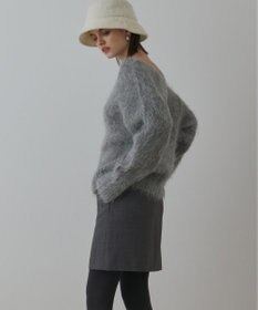 GRACE CONTINENTAL ウールギャバミニスカート グレー