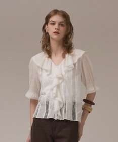 GRACE CONTINENTAL コットンフリルカラーブラウス