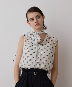 GRACE CONTINENTAL ドットオパールボウタイノースリーブ