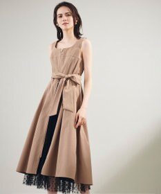 GRACE CONTINENTAL ジップディテールワンピース キャメル