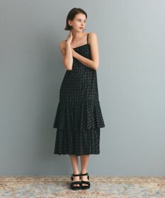 GRACE CONTINENTAL ラメチェックキャミドレス ブラック
